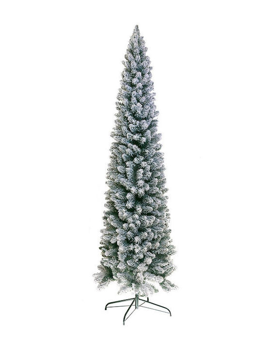 Χριστουγεννιάτικο Δέντρο Skyland Πράσινο Χιονισμένο Slim 210εκ με Μεταλλική Βάση