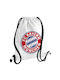 FC Bayern Munchen, rucsac GYMBAG alb, cu buzunar (40x48cm) și șnururi groase