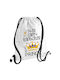 I am the fairy Godmother of the Prince, GYMBAG backpack pouch white, with pocket (40x48cm) & thick cords