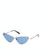Web Women's Sunglasses with Silver Metal Frame and Blue Lens WE0269 34V
