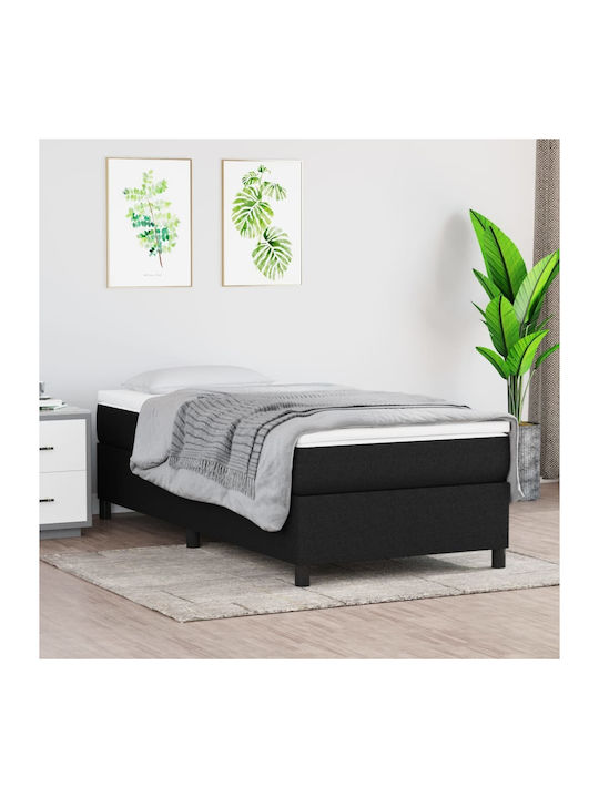 Single Upholstered Bed Base with Fabric Black f...