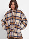 Funky Buddha Women's Checked Midi Overshirt with Buttons Orange