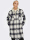 Only Women's Checked Long Overshirt with Buttons Blue