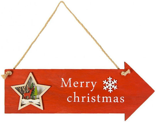 Fun World Christmas Wooden Figure Sign Red Length 30cm
