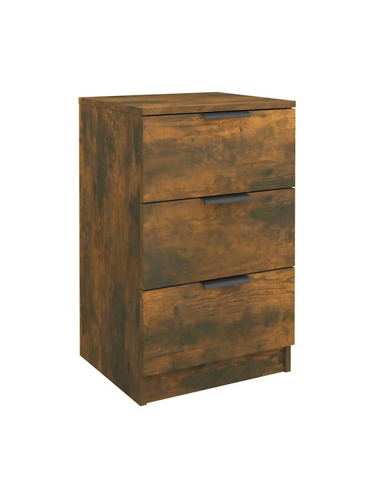 Wooden Bedside Table Καπνιστή Δρυς 40x36x65cm