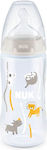 Nuk Plastikflasche First Choice Plus Temperature Control Gegen Koliken mit Silikonsauger für 6-18 Monate Grey Koala 300ml 1Stück