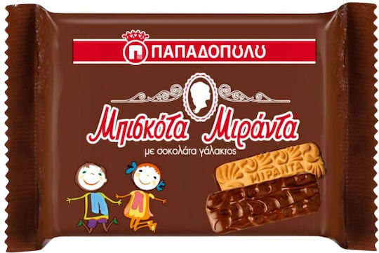 Παπαδοπούλου Μπισκότα Μιράντα με Επικάλυψη Σοκολάτα Γάλακτος 45gr