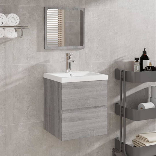 vidaXL Πάγκος με Νιπτήρα & Καθρέπτη Μ41xΒ38.5xΥ45cm Γκρι