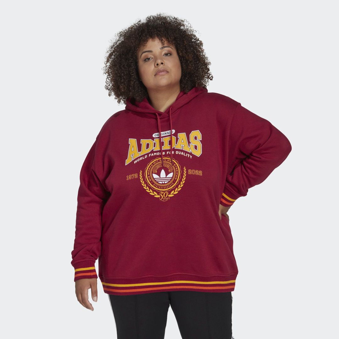 Adidas Plus Size Γυναικείο Φούτερ με Κουκούλα Legacy Burgundy IA8315