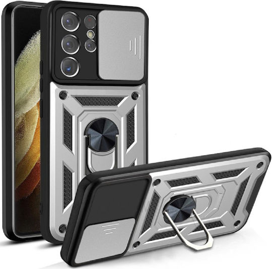 Bodycell Armor Slide Задна корица Пластмаса Сребрист (Galaxy S22 Ultra 5G)