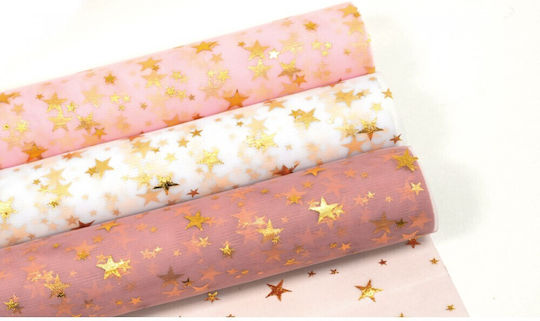 Faitakis Pack Tulle for Wedding Favors with Gold Stars 150cm x 10m 1pcs (Μiscellaneous Designs/Colors)