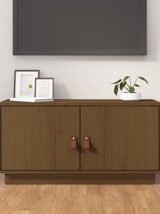 TV-Ständer aus Massivholz Braun Mit Licht Mit L...