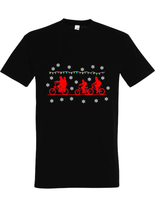 T-Shirt Unisex "Stranger Things Weihnachts-Schneeflocken" Schwarz