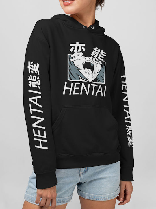 Hentai Sweatshirt mit Kapuze in schwarzer Farbe