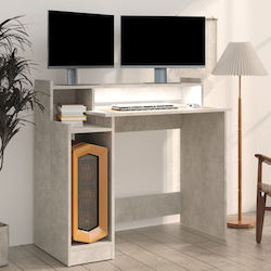 Γραφείο Υπολογιστή με LED & USB θύρες 97x45x90εκ. Γκρι Σκυροδέματος