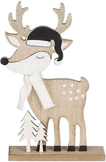 Mica Christmas Wooden Figure Deer Beige Height 23.5cm