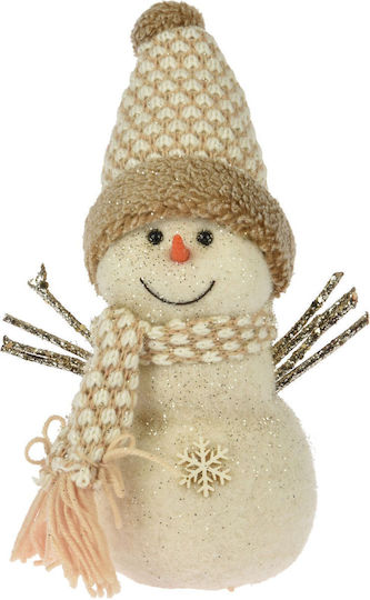 JK Home Decoration Christmas Figure SNowman Beige Height 32cm