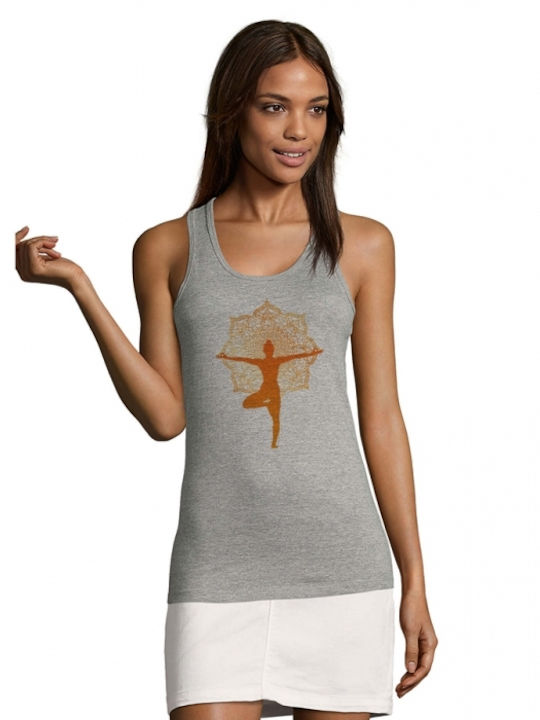 Γυναικείο αμάνικο μπλουζάκι με σχέδιο Yoga - Pilates 22 σε χρώμα γκρι