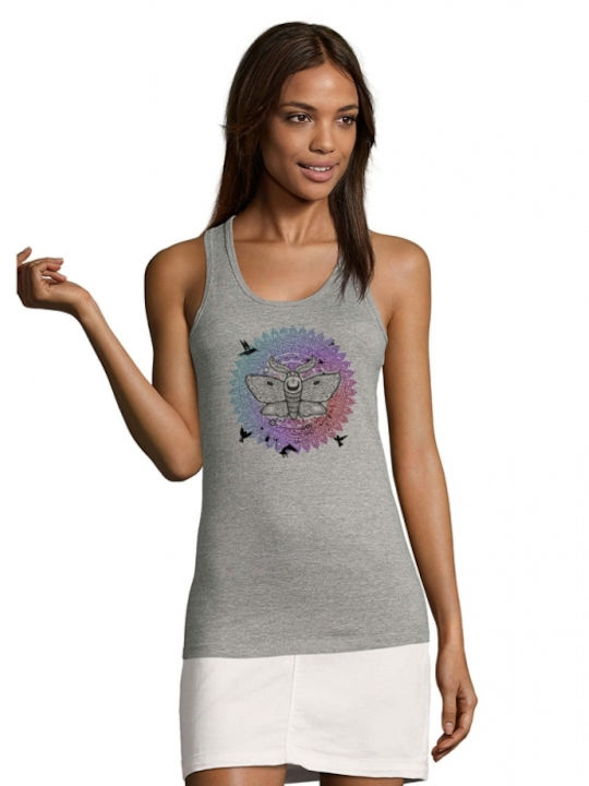 Γυναικείο αμάνικο μπλουζάκι με σχέδιο Yoga - Pilates 38 σε χρώμα γκρι