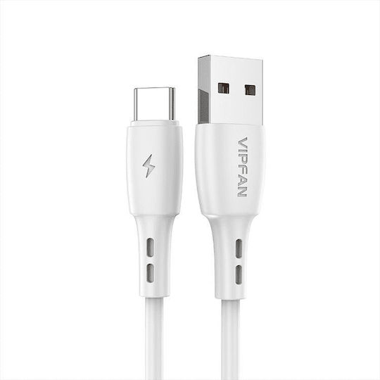 Vipfan CB-X6 USB 2.0 Cable USB-C male - USB-A Λευκό 1m CB-X6TC
