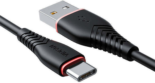 Vipfan Vipfan Anti Break X01 USB 2.0 Cable USB-C male - USB-A Μαύρο 1m