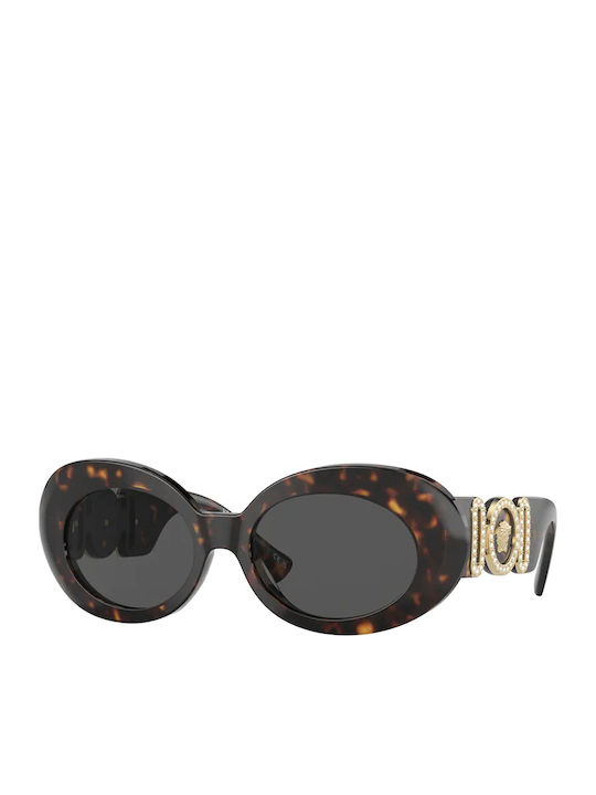 Versace Women's Sunglasses with Brown Tartaruga Horn-Rimmed Frame and Grey Lenses VE4426BU 108/87