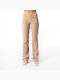 Hohe Taille Jogginghose Samt Beige