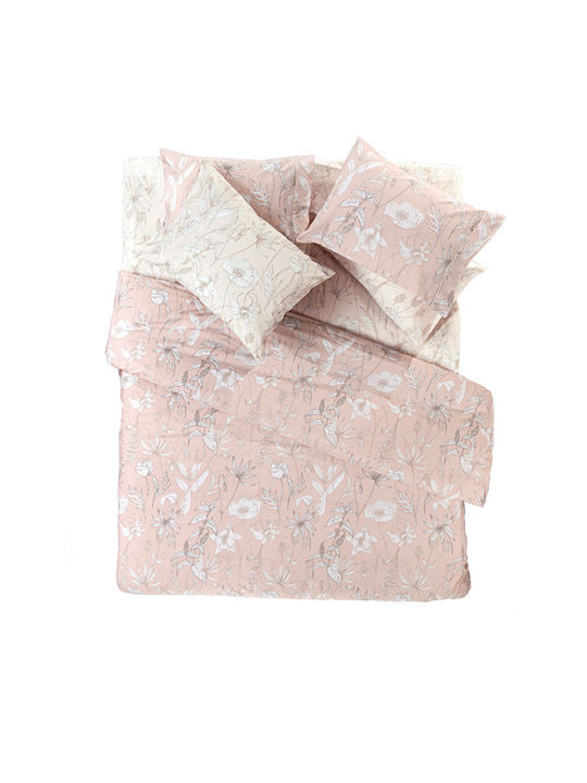 Guy Laroche Duvet Cover Set Cotton Single with Pillowcase 165x225 Jade Old Pink