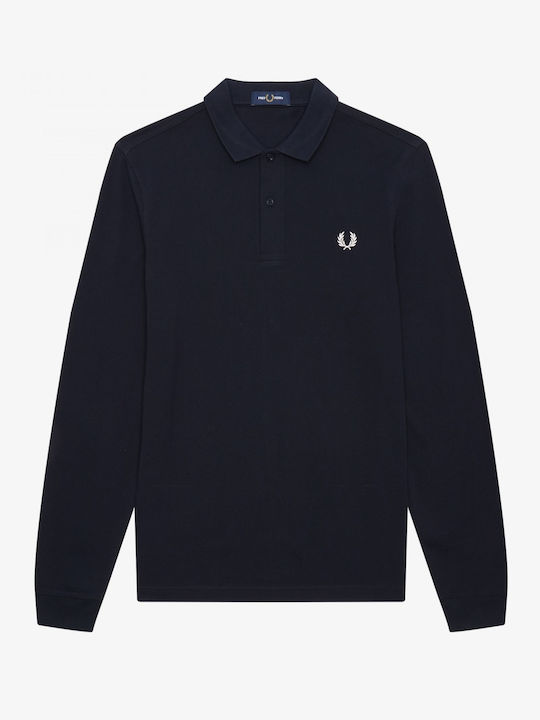 Fred Perry Men's Long Sleeve Blouse Polo Navy Blue