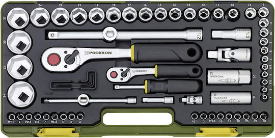 Proxxon Set Ratchet 1\2" & 1\4" 65pcs