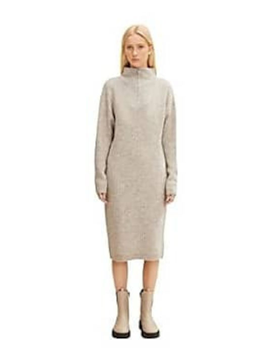 Midi Dress Turtleneck Beige