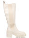 Envie Shoes Medium Heel Women's Boots with Rubber White