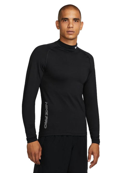Nike Sleeve Mock Neck Training Ανδρική Ισοθερμική Μακρυμάνικη Μπλούζα Μαύρη
