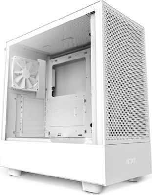 NZXT H5 Flow Gaming Midi Tower Computer Case with Window Panel White