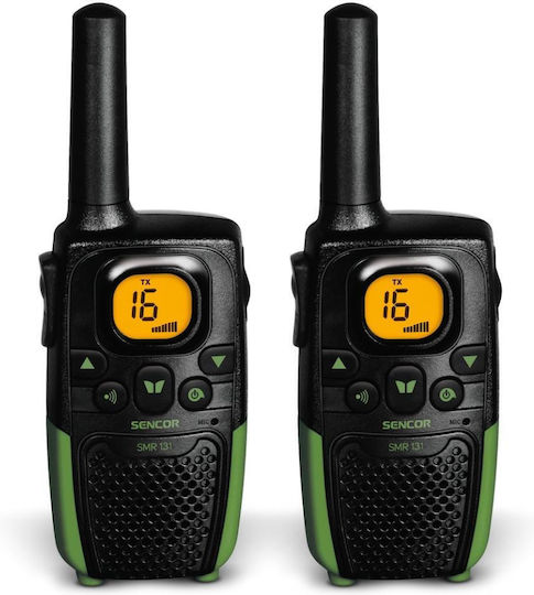 Sencor SMR 131 Funkgerät PMR 0.5W mit Monochromdisplay Set 2Stück Black / Green