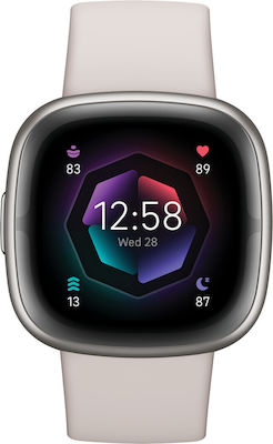 Fitbit Sense 2 Aluminium Αδιάβροχο Smartwatch με Παλμογράφο (Silver / White)