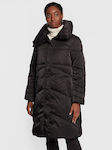 Guess Μακρύ Γυναικείο Puffer Μπουφάν για Χειμώνα Μαύρο W2BL70WF170-JBLK