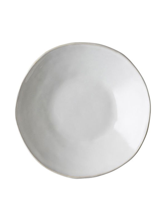 Dutch Rose Plate Soup Ceramic White with Diameter 23.5cm