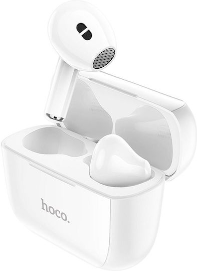 Hoco EW12 Earbud Bluetooth Handsfree Ακουστικά με Θήκη Φόρτισης Λευκά
