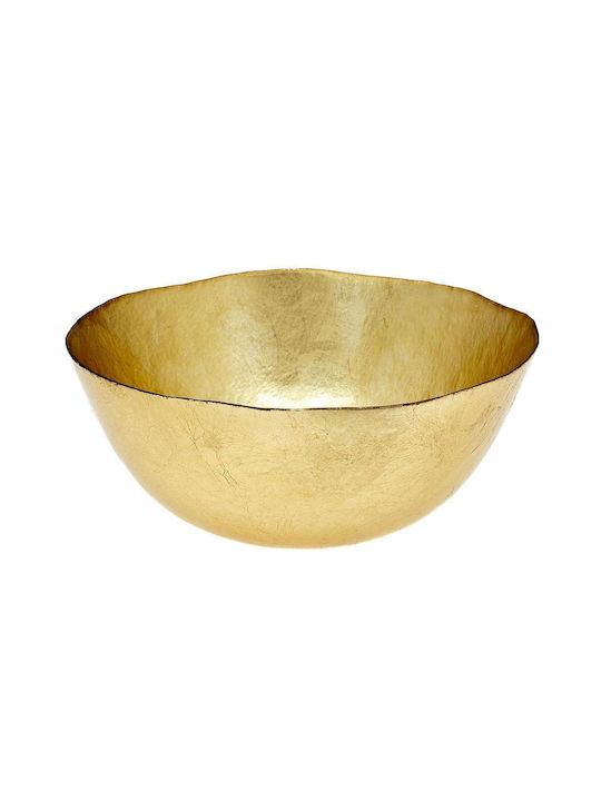 Cryspo Trio Kronos Oro Σαλατιέρα Γυάλινη Χρυσή 28x28cm