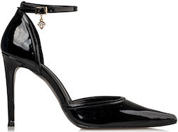 Envie Shoes Μυτερές Γόβες από Λουστρίνι με Λουράκι Μαύρες
