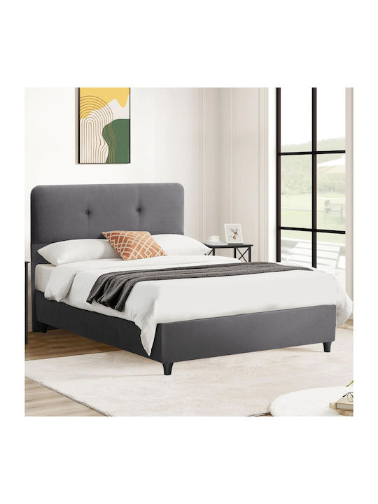 Dolores Semi-Double Bed Upholstered with Gray V...