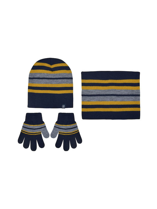 Stamion Kids Beanie Set with Scarf & Gloves Knitted Mustard