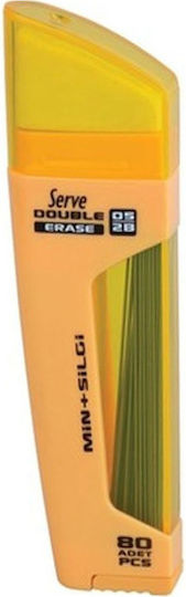 Serve 80 Pencil Leads & Eraser Thickness 0.5mm Type 2B Yellow