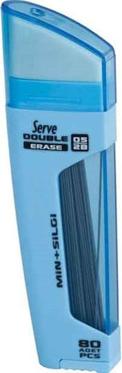 Serve 80 Pencil Leads Blue with Erasers Thickness 0.5mm Type 2B Blue