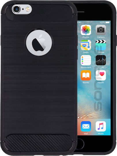 Sonique Brushed Carbon Back Cover Silicone / Plastic Black (iPhone 6/6s)