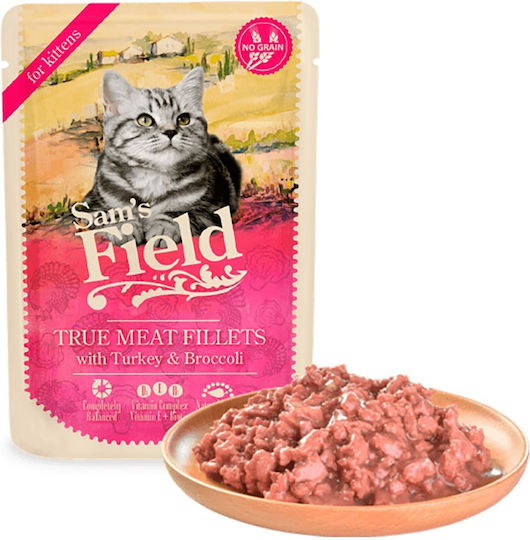 Sam's Field True Meat Fillets Υγρή Τροφή για Ανήλικες Γάτες σε Φακελάκι με Γαλοπούλα χωρίς Σιτηρά 85gr