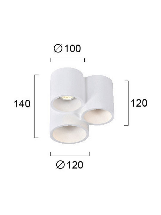 Viokef Phenix Triple Spot with Socket GU10 in White Color