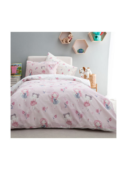 Vesta Home Sissy 8807 Set Kids Duvet Cover Single with Pillowcase Cotton Pink & Purple 170x240cm 000008807