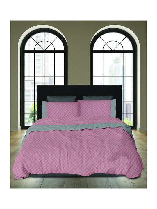 Makis Tselios Home Σετ Πάπλωμα Υπέρδιπλο 220x240εκ. Diamonds Ροζ 3τμχ 350 GSM